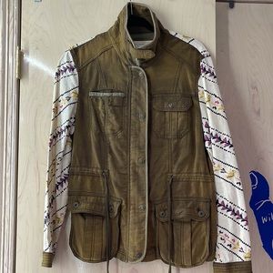 Free People Green Linen Blend Cargo Jacket